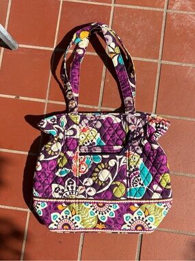 Vera Bradley Purple Floral Quilted Tote with Multicolor Accents
